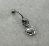 14G Heart Top Down Belly Ring Hoop Piercing Reverse Bar Barbell - I Love My Piercings!