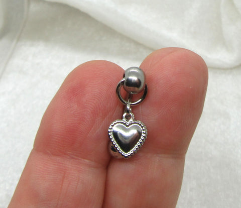 14G Heart Top Down Belly Ring Hoop Piercing Reverse Bar Barbell - I Love My Piercings!