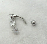 14G Gold Silver Heart Reverse Top Down Heart Belly Ring Hoop Belly Piercing Reverse Belly Bar Barbell - I Love My Piercings!