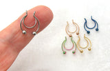 Fake Septum Jewelry Gold Blue Silver Rose Gold Multi Color Hoop Nose Ring Faux Septum Ring - I Love My Piercings!