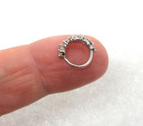 20G Mosaic Nose Ring Hoop Gem Crystal Silver Surgical Steel Nose Jewelry 20 Gauge 8mm Diameter - I Love My Piercings!