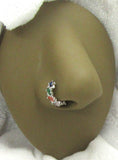 20G Mosaic Nose Ring Hoop Gem Crystal Silver Surgical Steel Nose Jewelry 20 Gauge 8mm Diameter - I Love My Piercings!