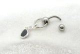 14G Top Down Belly Ring Black Crystal Belly Piercing Reverse Belly Bar Barbell - I Love My Piercings!
