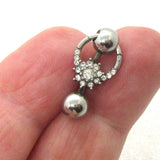14G Flower Reverse Top Down Belly Ring Hoop Belly Piercing Reverse Belly Bar Barbell (Copy) - I Love My Piercings!