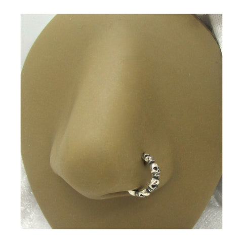 20G Skulls Nose Ring Stud Nose Hoop Nose Jewelry Nose Piercing L shape nose hoop Skull Jewelry 20 gauge Nostril jewelry - I Love My Piercings!