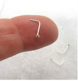 3 Piece 22G Nose Studs L Shape Bent Post Nose Ring Pins 22 gauge 22G Nose Jewelry 1.5mm CZ Diamond Nose Studs - I Love My Piercings!