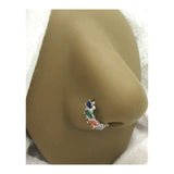 20G Mosaic Nose Ring Hoop Gem Crystal Silver Surgical Steel Nose Jewelry 20 Gauge 8mm Diameter - I Love My Piercings!