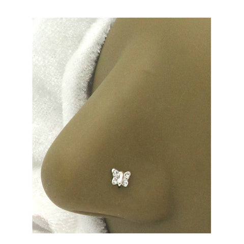 20G Butterfly Sterling Silver Nose Stud Bone Ring Nose Jewelry in 20 Gauge - I Love My Piercings!