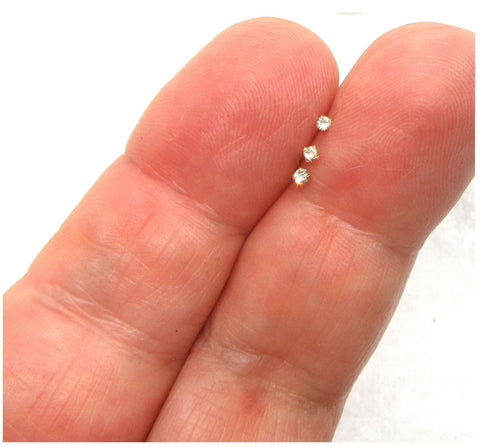 3 Piece Gold 22G Nose Bones Studs Post Nose Ring Pins 22 gauge 22G Nose Jewelry 1.5mm CZ Diamond Nose Studs Ball End Nose Stud - I Love My Piercings!