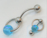 Clitoral Clitorial Clit Hood Bar VCH Vertical Aqua Ball Dangle Hoop VCH Ring Bar 14 Gauge 14g - I Love My Piercings!