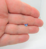 20G Nose Stud Blue Butterfly Nose Ring CZ Crystal Butterfly Sterling Silver L Shape Nose Stud 20 gauge Nose Jewelry Nostril Ring - I Love My Piercings!