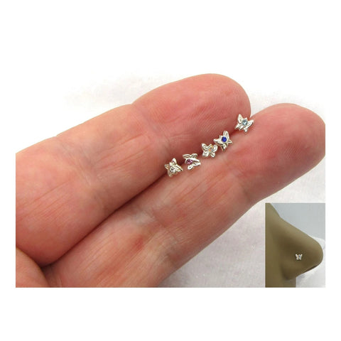 5 Piece 22G Butterfly Nose Studs L Shape Bent Post Bone Ball End Straight Nose Ring Pins 22 gauge Nose Jewelry - I Love My Piercings!