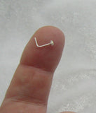 22G White Opal Sterling Silver L Shape Nose Stud Ring Nose Earrings 22 gauge 2mm 2.5mm 22G Nose Jewelry Pin Nostril - I Love My Piercings!
