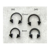 14G 16G Septum Ring Gold Black Septum Jewelry Spiked Septum Rings Spiked Horseshoe Ring 8mm 10mm Diameter Septum Ring - I Love My Piercings!
