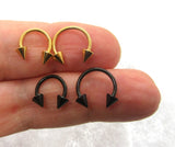 14G 16G Septum Ring Gold Black Septum Jewelry Spiked Septum Rings Spiked Horseshoe Ring 8mm 10mm Diameter Septum Ring - I Love My Piercings!