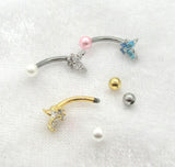 16G VCH Butterfly Crystal Jewelry Barbell 16 Gauge - I Love My Piercings!