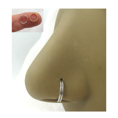 20G Gold Silver Nose Ring Hoop Nose Jewelry 20 Gauge 20 Gage Snap In Nose Hoop Hinged Nose Hoop Ring - I Love My Piercings!