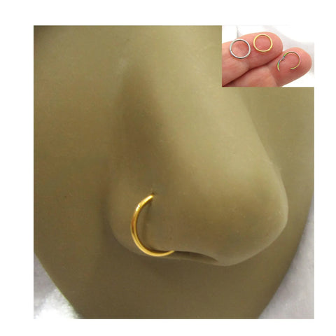 20G Nose Hoop Plain Nose Ring Nostril Hoop Ring 20 gauge Nose Hoop Snug Nose Ring 8mm Diameter Nose Ring Nose Jewelry Jewellry - I Love My Piercings!