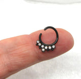 16G Black Septum Ring Hoop 8mm Diameter 16g Crystal Septum ring - I Love My Piercings!