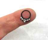 16G Black Septum Ring Hoop 8mm Diameter 16g Crystal Septum ring - I Love My Piercings!