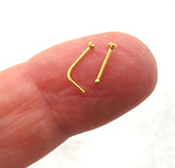 Gold Super Tiny Teeny 1mm Diamond Gem Crystal Claw Set Straight Nose Stud You Bend L Bend Shape Bent Post Pin Jewelry 22 gauge 22G Pin Nostril - I Love My Piercings!