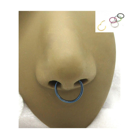 16G Septum Nose Ring Silver Black Gold Blue Septum Jewelry Septum Rings Hoop 12mm Diameter Septum Ring - I Love My Piercings!