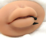 14G Black Snake Bites Labret Lip Ring Long Spike Bottom Side Lip Ring Horseshoe 14 gauge Lip Stud Lip Ring Lip Jewelry