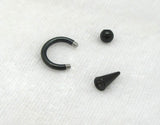 14G Black Snake Bites Labret Lip Ring Long Spike Bottom Side Lip Ring Horseshoe 14 gauge Lip Stud Lip Ring Lip Jewelry