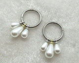 Pair 14G Titanium Pearl Dangle Nipple Rings Hoops Barbells Jewelry 14 Gauge