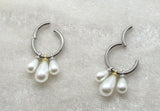 Pair 14G Titanium Pearl Dangle Nipple Rings Hoops Barbells Jewelry 14 Gauge