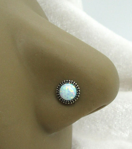 20G Opal Sterling Silver Nose Stud Straight Pin Jewelry 20 Gauge