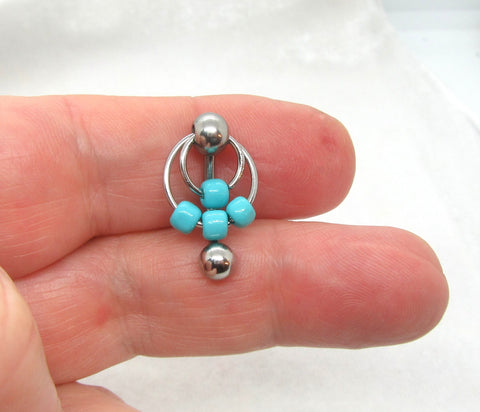14G Turquoise Bead VCH Jewelry Clit Hood Ring