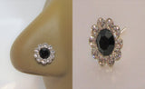 Sterling Silver Loaded Black Clear Gem Nose Bent L Shape Stud Pin Post 20 gauge - I Love My Piercings!