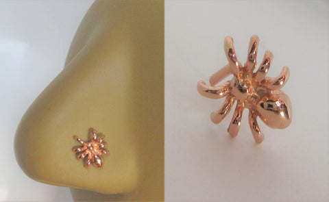 18k Rose Gold Plated Spider Nose Bent L Shape Stud Pin Post 20 gauge 20g - I Love My Piercings!