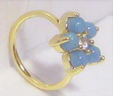 18k Gold Plated Flower Aqua Opal Opalite Nose Seamless Hoop Ring 20 gauge 20g - I Love My Piercings!