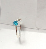 Sterling Silver Aqua Crystal Solitaire Ear Cartilage Hoop Ring 20 gauge 20g 7 mm - I Love My Piercings!