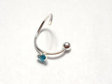 Sterling Silver Aqua Crystal Solitaire Ear Cartilage Hoop Ring 20 gauge 20g 7 mm - I Love My Piercings!