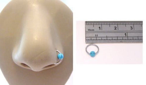 Surgical Steel Nose Small 6 mm Hoop Turquoise Stone Ring 20 gauge 20g - I Love My Piercings!