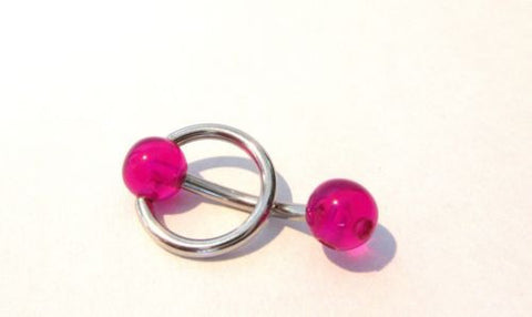 Surgical Steel Purple Dangle Hoop Curved Barbell VCH Jewelry Clit Bar Hood Ring 14g - I Love My Piercings!