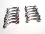 12 Pc Curved Barbell Crystal Balls Eyebrow Vertical Lip Rook Snug Rings 16 gauge - I Love My Piercings!