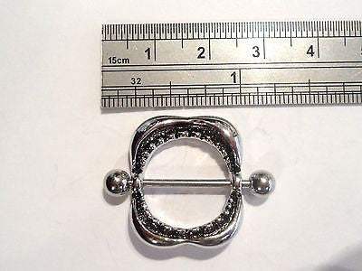 Stainless Steel Straight Barbell Jaw Teeth Nipple Ring Shield 14 gauge 14g - I Love My Piercings!