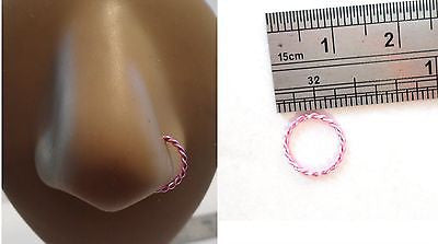 Braided Nose Hoop Ring Jewelry 20 gauge 20g Pink - I Love My Piercings!