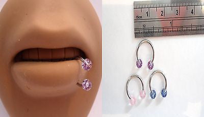 Speckle Ball Horseshoe Bottom Side Lip Rings Half Hoops Balls 16 gauge 16g - I Love My Piercings!