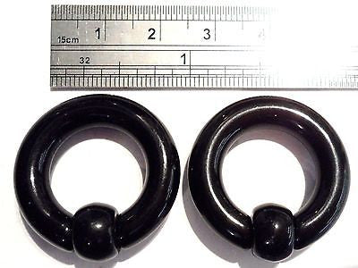 Pair BLACK Acrylic Captives No Tool Stretched Lobe Hoops Rings Plugs 2 gauge 2g - I Love My Piercings!