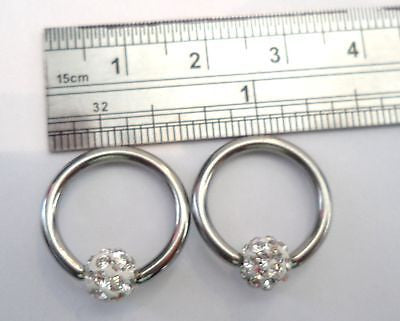 Surgical Steel Conch Earrings Hoops Rings Clear Crystal Balls 12 gauge 12g - I Love My Piercings!