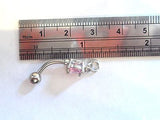 Surgical Steel Add Your Own Charm Belly Navel Ring Pink Crystal Gem 14 gauge 14g - I Love My Piercings!