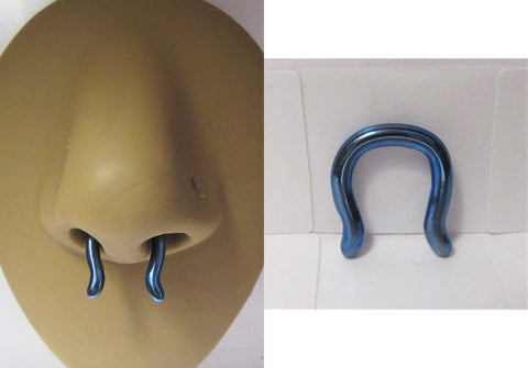 Nose Ring SEPTUM Nostril Blue Titanium Longer Drop U Shape 10 gauge 10g - I Love My Piercings!