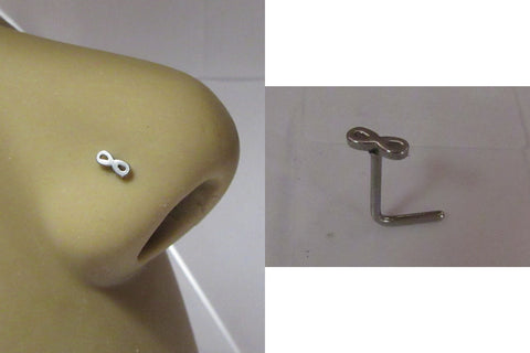 Surgical Steel Nose Stud Pin Ring L Shape Bent Post Infinity 20g 20 gauge - I Love My Piercings!