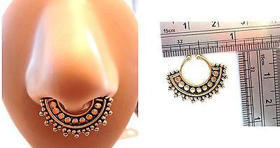 Gold Brass Fake Faux Ornate Egyptian Septum Hoop Barbell Ring Looks 18 gauge - I Love My Piercings!