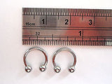 Surgical Stainless Steel Horseshoes Half Hoop Earrings 8mm Diameter 16 gauge 16g - I Love My Piercings!